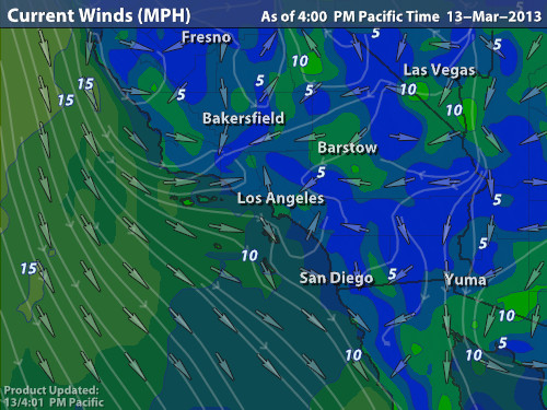 Onshore Winds Today In Oxnard Burbank And L A Called The